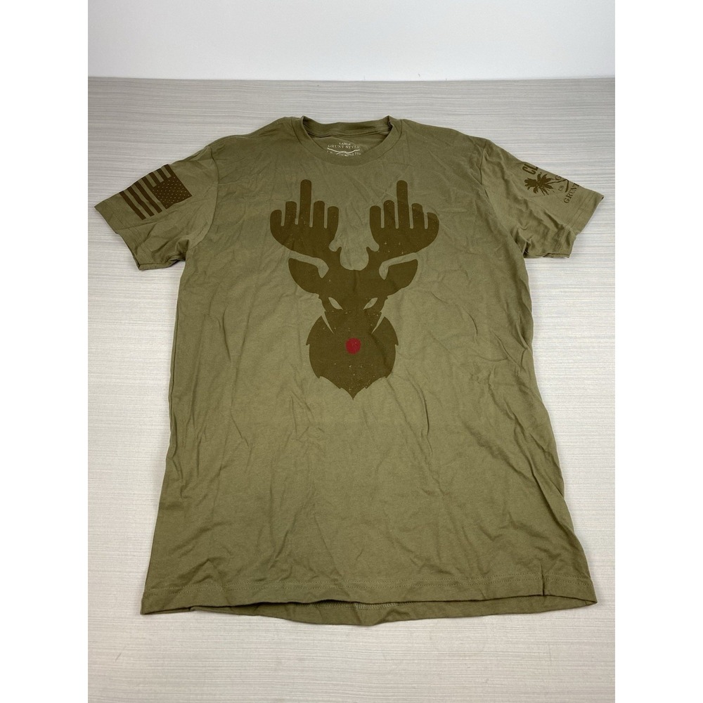 Grunt Style Club Rudolph Deer Men's T Shirt Size Large‎ Short Sleeve